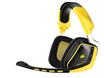 Corsair Void RGB Wireless gaming headset, in Bumblebee colors.